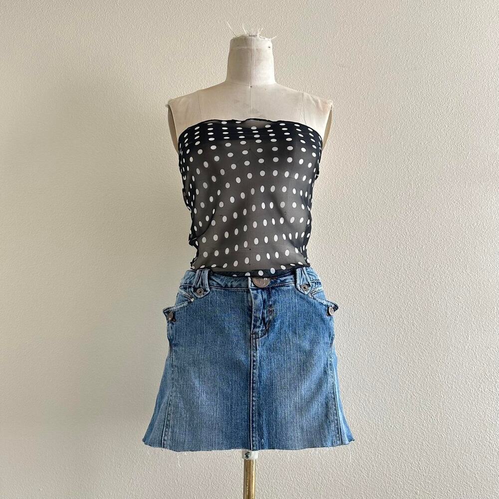 handmade black &white polka dot back tie bandeau